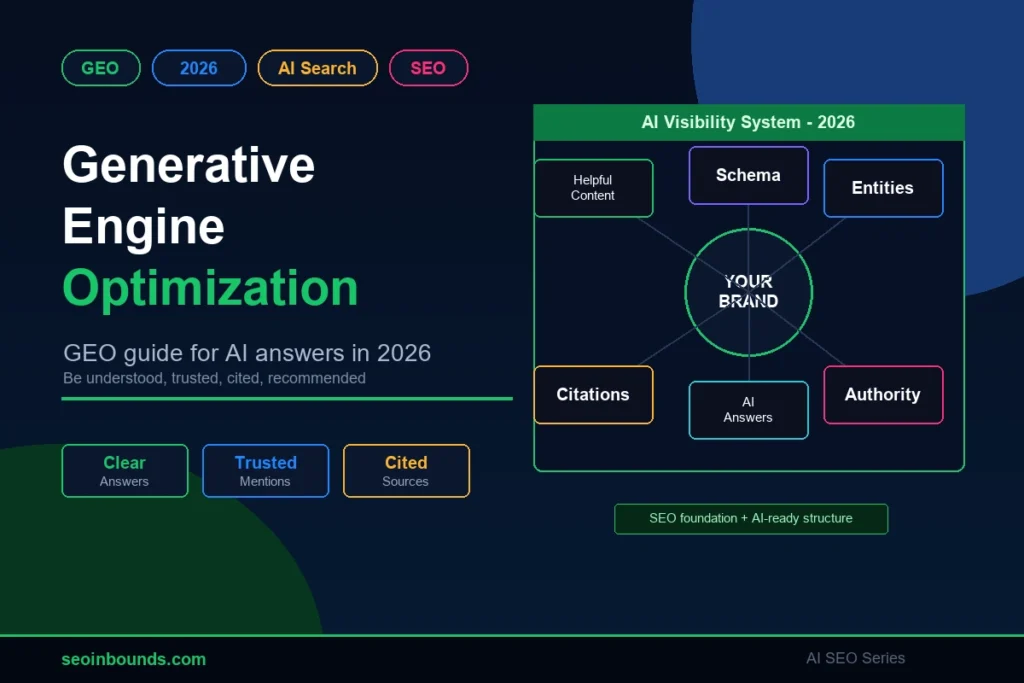 Generative engine optimization guide for AI search, GEO, citations, entity SEO, and AI visibility