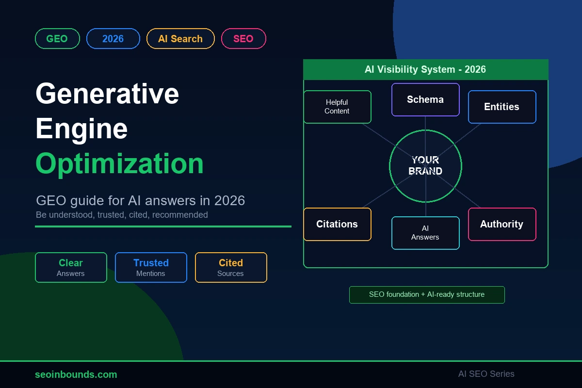 Generative engine optimization guide for AI search, GEO, citations, entity SEO, and AI visibility